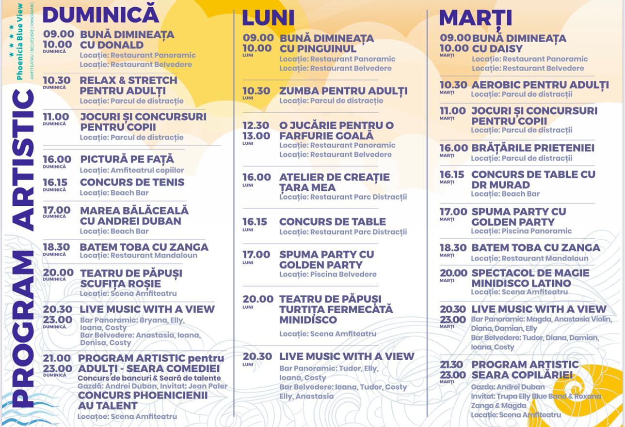 Program Phoenicia Blue View - iulie 2023