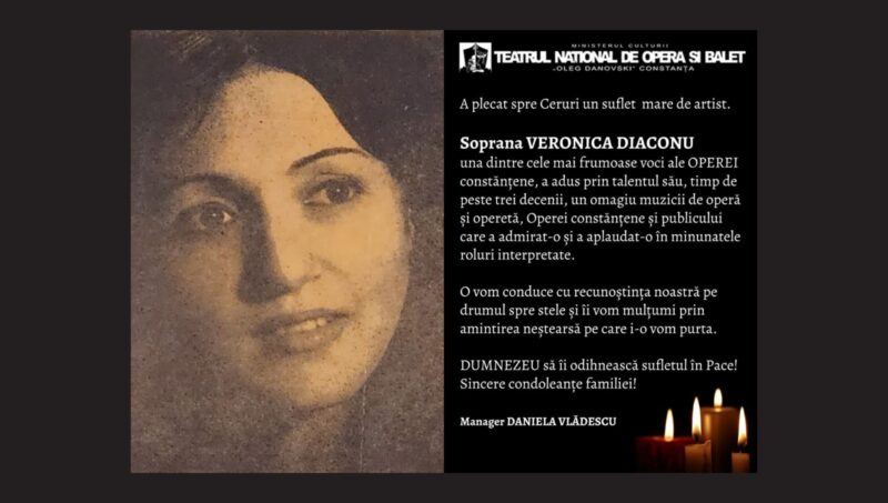 Melomanii constănțeni au pierdut o voce inegalabilă: S-a stins soprana Veronica Diaconu