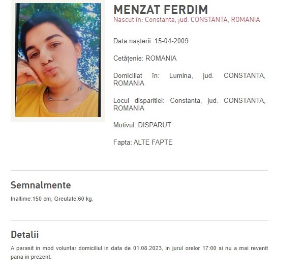 Anunțul dispariției