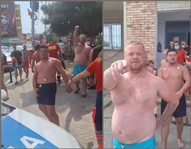 (VIDEO) Scandalagii din Costinești au ieșit din arest adresând injurii autorităților și făcând gesturi obscene