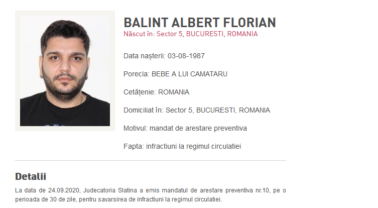 Bebe al lui Sile Cămătaru rămâne la închisoare: Acesta ar fi coordonat o rețea de traficanți de droguri din pușcărie