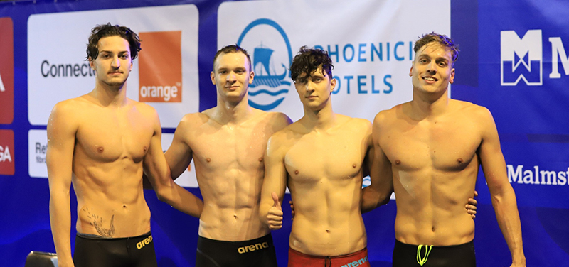 Record NAȚIONAL stabilit de Patrick Dinu, de la CSM Constanța, împreună cu echipa României, la Campionatele Europene de înot