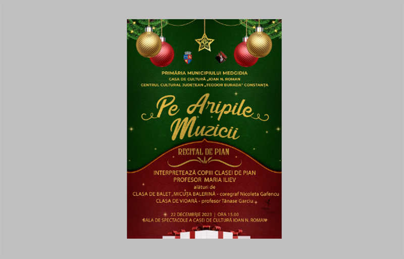Copiii din Medgidia vă poartă „Pe aripile muzicii”: Spectacol muzical la Casa de Cultură „Ioan N. Roman”