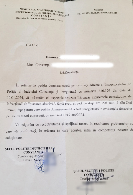 Răspuns al Poliției municipiului Constanța