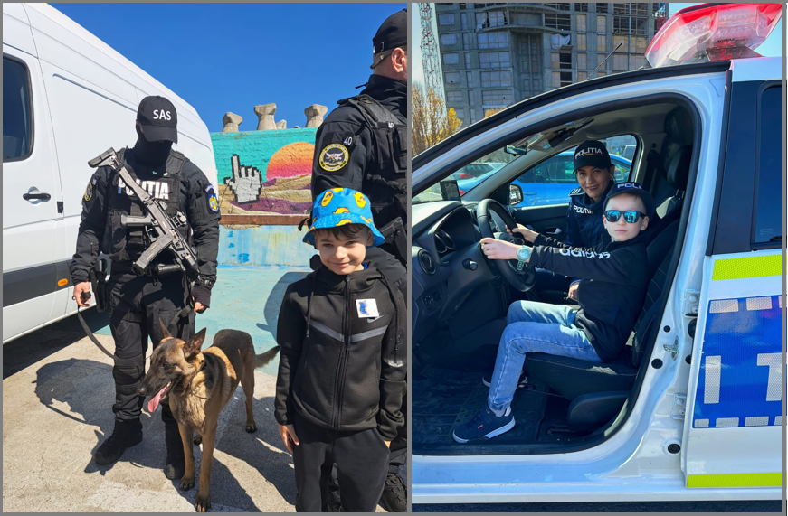 Ziua Poliției Române: Câinele Spot, roboții polițiștilor și motocicletele, atracția copiiilor constănțeni