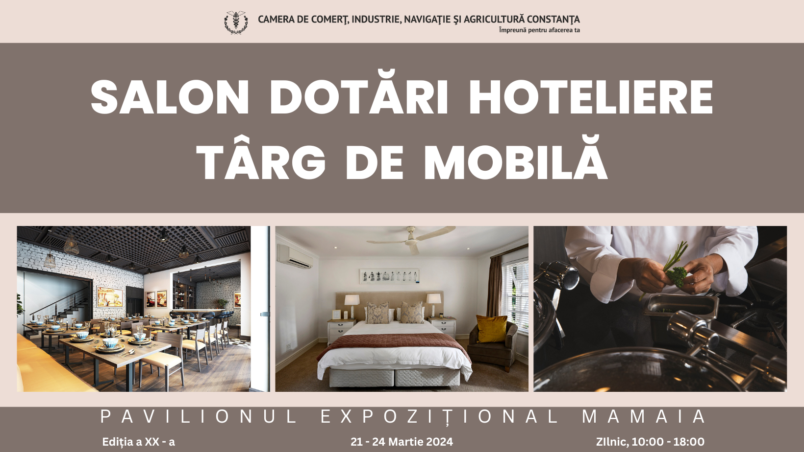 CCINA organizează Salonul de Dotări Hoteliere, ediția a XX-a, la Pavilionul Expozițional Constanța