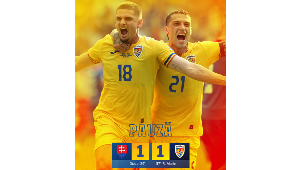GOL pentru România. Tricolorii egalează în meciul cu Slovacia