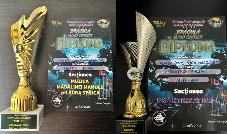 Ioga Matei Yanis și Iacub Anelis din Medgidia s-au întos cu mai multe trofee de la Festivalul Internațional de Muzică Pop și Populară Dracula Music Contest