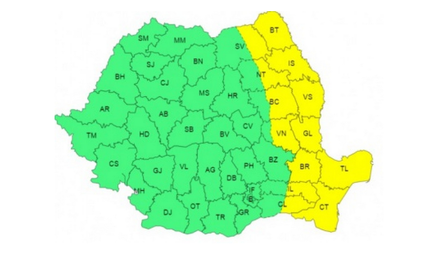 ANM a emis noi avertizări: Județele Constanța și Tulcea, sub Cod Galben de vânt puternic
