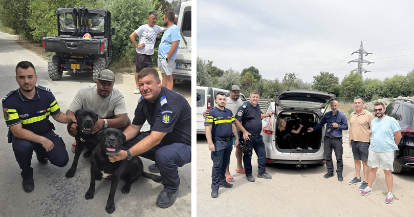 Andreea și Cabral Ibacka și-au recuperat câinii. La misiunea de căutare a animalelor au participat polițiști și jandarmi