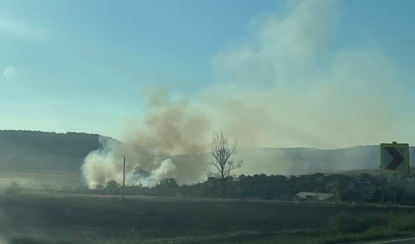 ALERTĂ! Un incendiu de vegetație uscată a izbucnit în Gălbiori foarte aproape de case