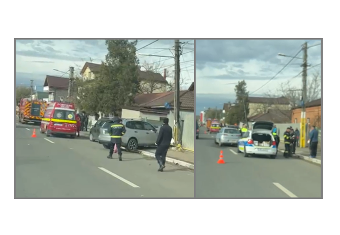 FOTO Accident cu trei autoturisme în Murfatlar. Unul dintre ele a intrat în curtea unui localnic
