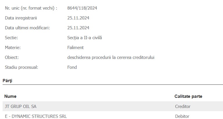 JT Grup Oil creditor