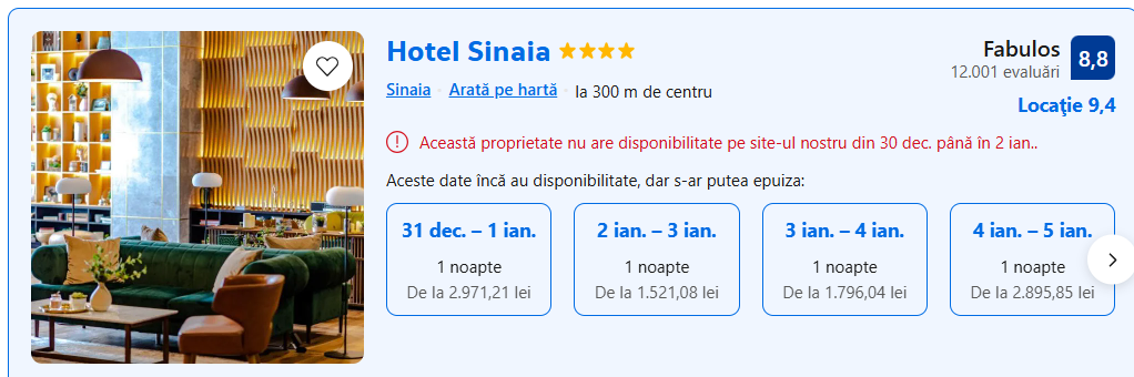 hotel Sinaia - sejur Revelion
