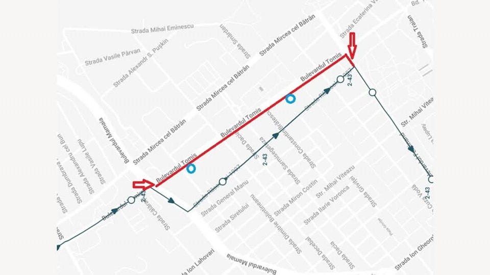 Constanța: Din 1 ianuarie se modifică traseele liniilor de autobuz 5-40, 2-43, 43C și 43M