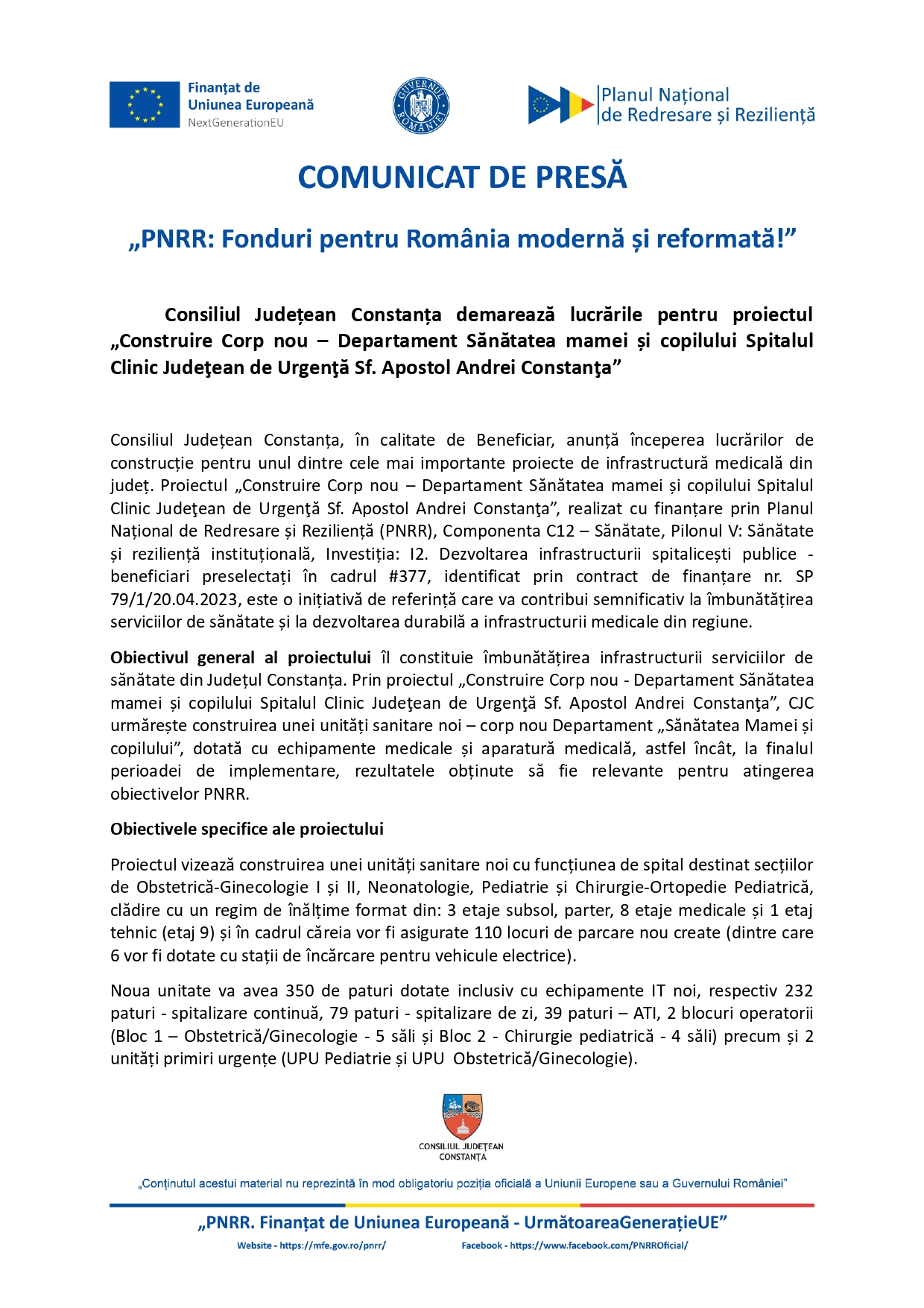 Comunicat de presa CJ Constanta