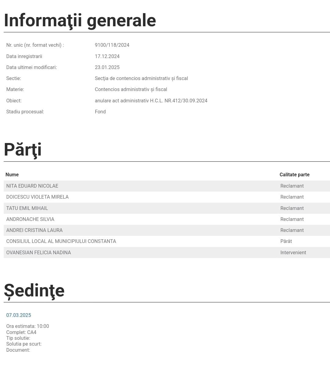Acțiune în instanță taxă de utilizare a domeniului public - Constanța