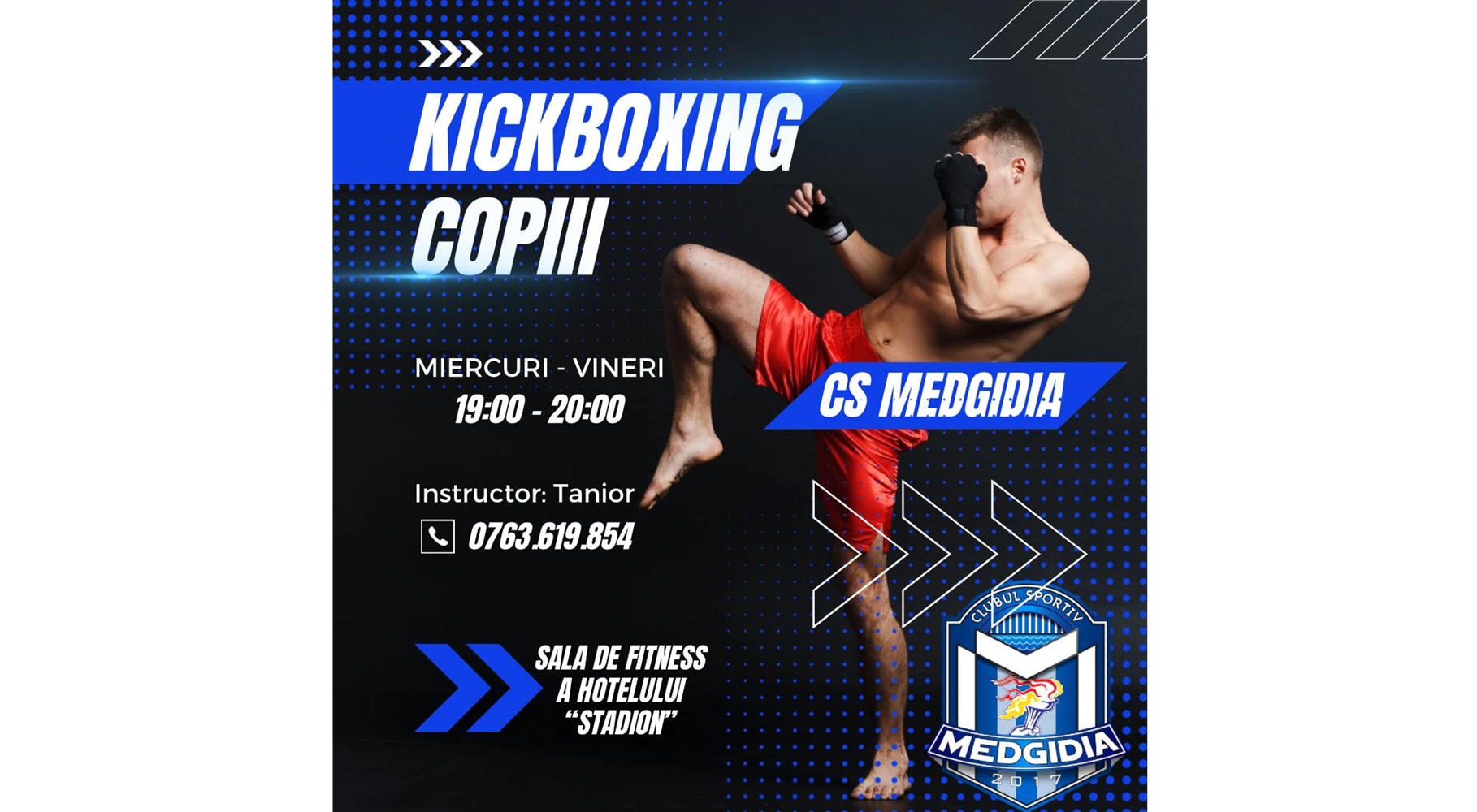 CS Medgidia anunță deschiderea înscrierilor pentru noua grupă de kickboxing pentru copii