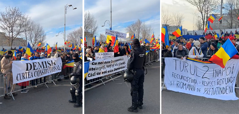 Susținătorii lui Călin Georgescu protestează în fața CCR: Turul 2, înapoi