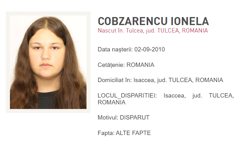Minoră dispărută Isaccea, județul Tulcea