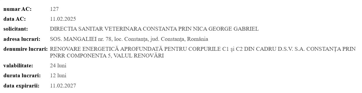 reabilitare sediu DSVSA Constanța