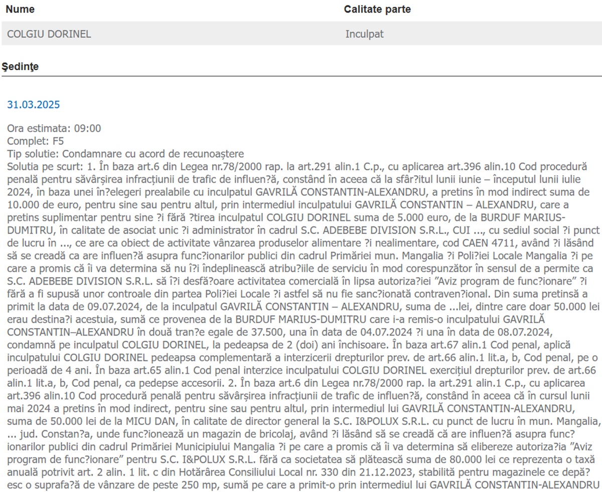 Colgiu Condamnare