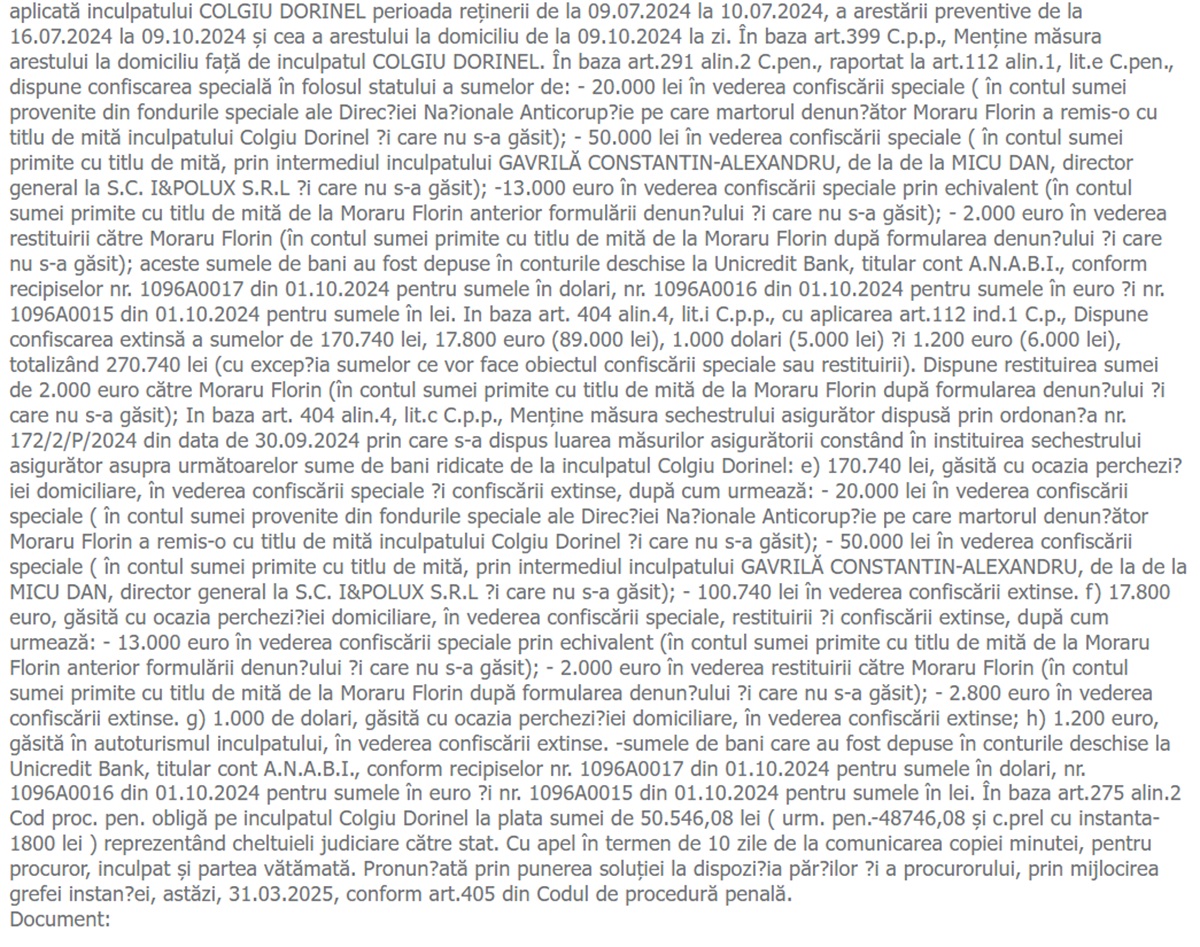 Colgiu Condamnare