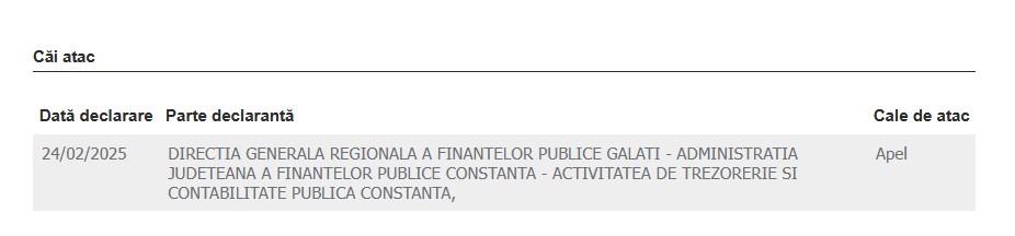 Palatul Copiilor proces apel Trezoreria