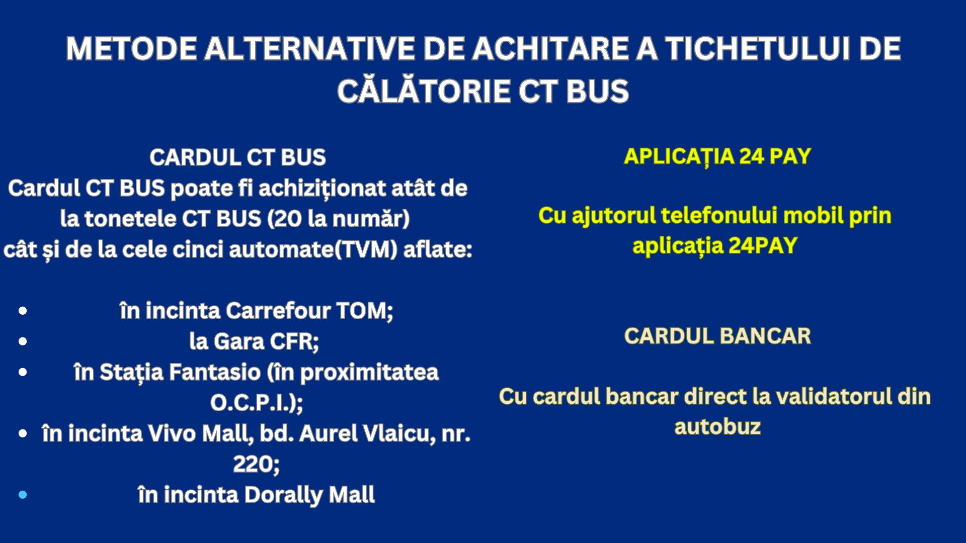 CT BUS modalități de plată