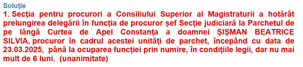 procuori Beatrice Șișman delegare