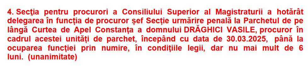 procurori Vasile Drăghici delegare