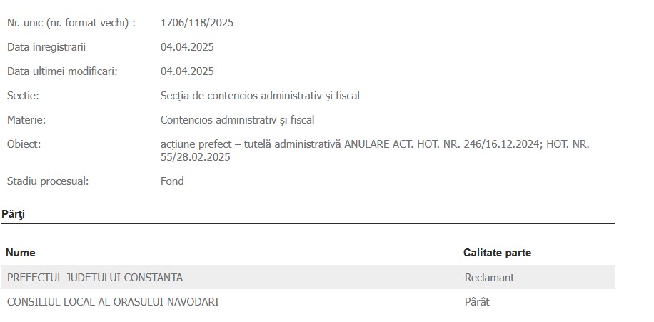 Năvodari salarii proces prefect