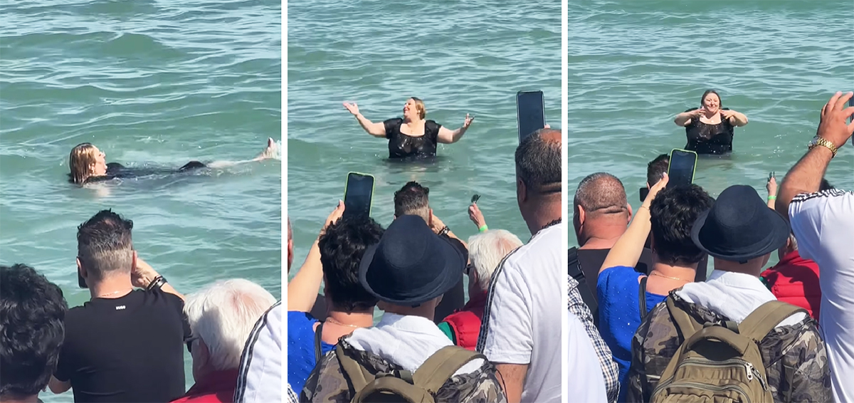 VIDEO De la baia de mulțime, la baia în mare: Diana Șoșoacă a înotat și a făcut show la Neptun
