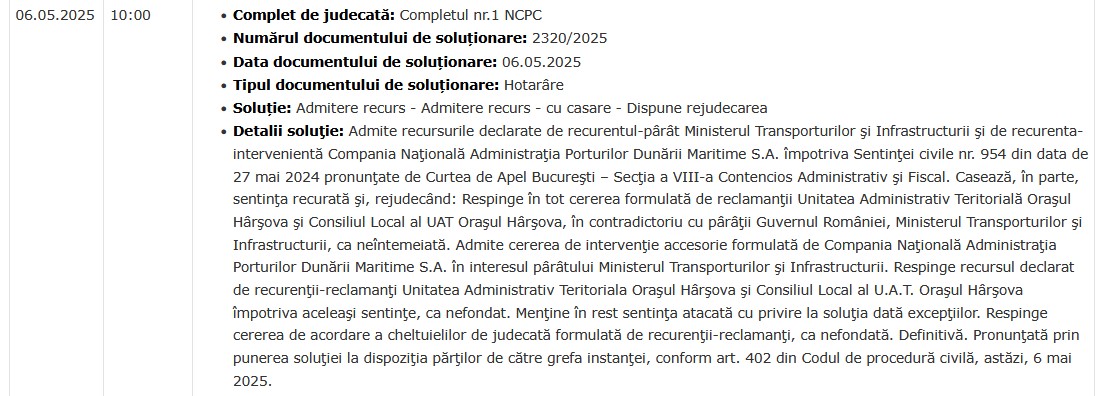 Hârșova minuta Curtea Supremă