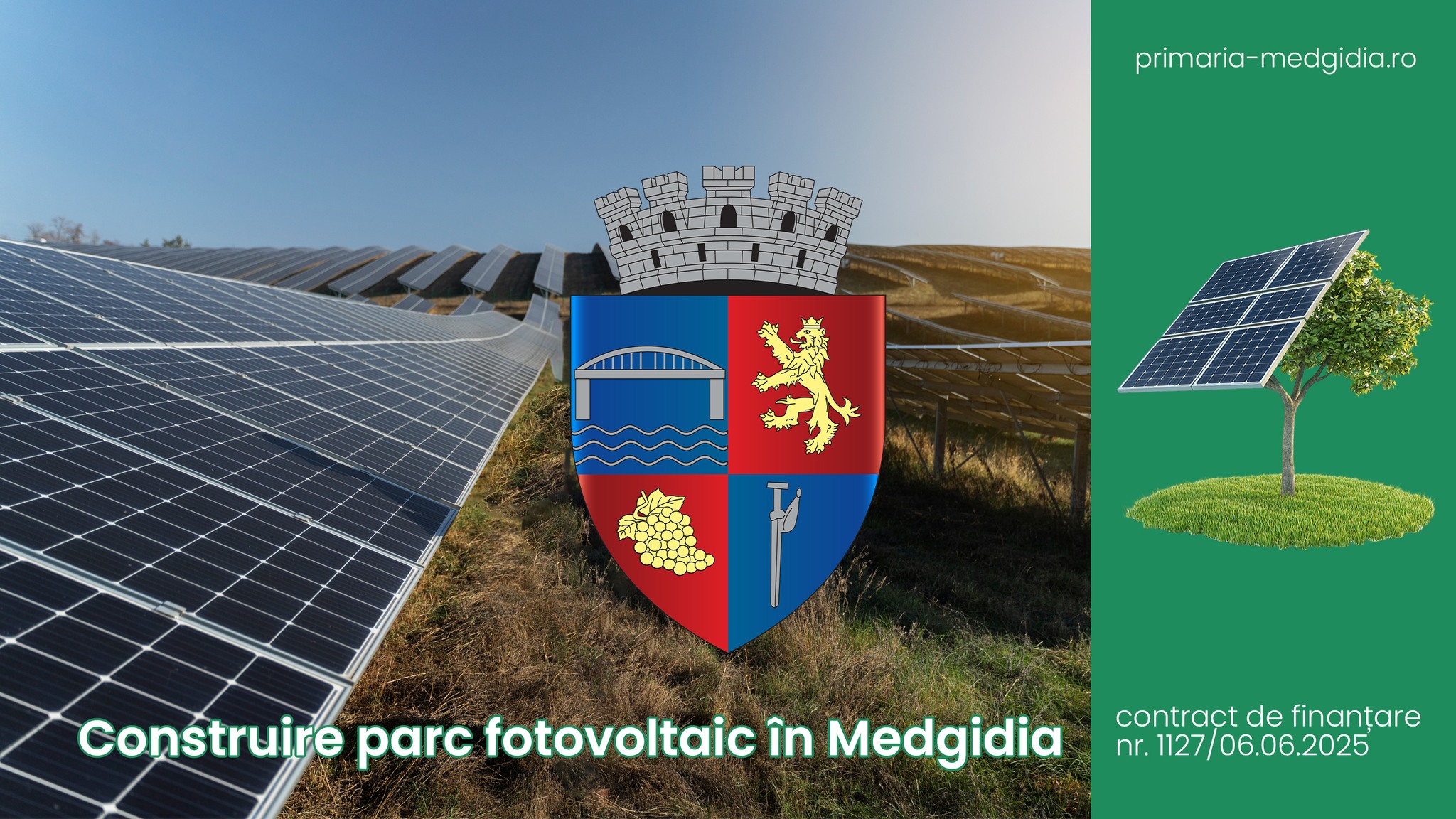 Primarul Valentin Vrabie a semnat contractul pentru parcul fotovoltaic al municipiului Medgidia. Proiectul are o valoare de peste 2,6 milioane de euro