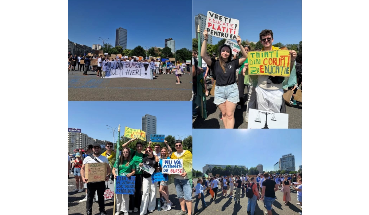 Elevii și studenții ies în stradă împotriva tăierilor pregătite de Guvern: Nu din burse strângi averi