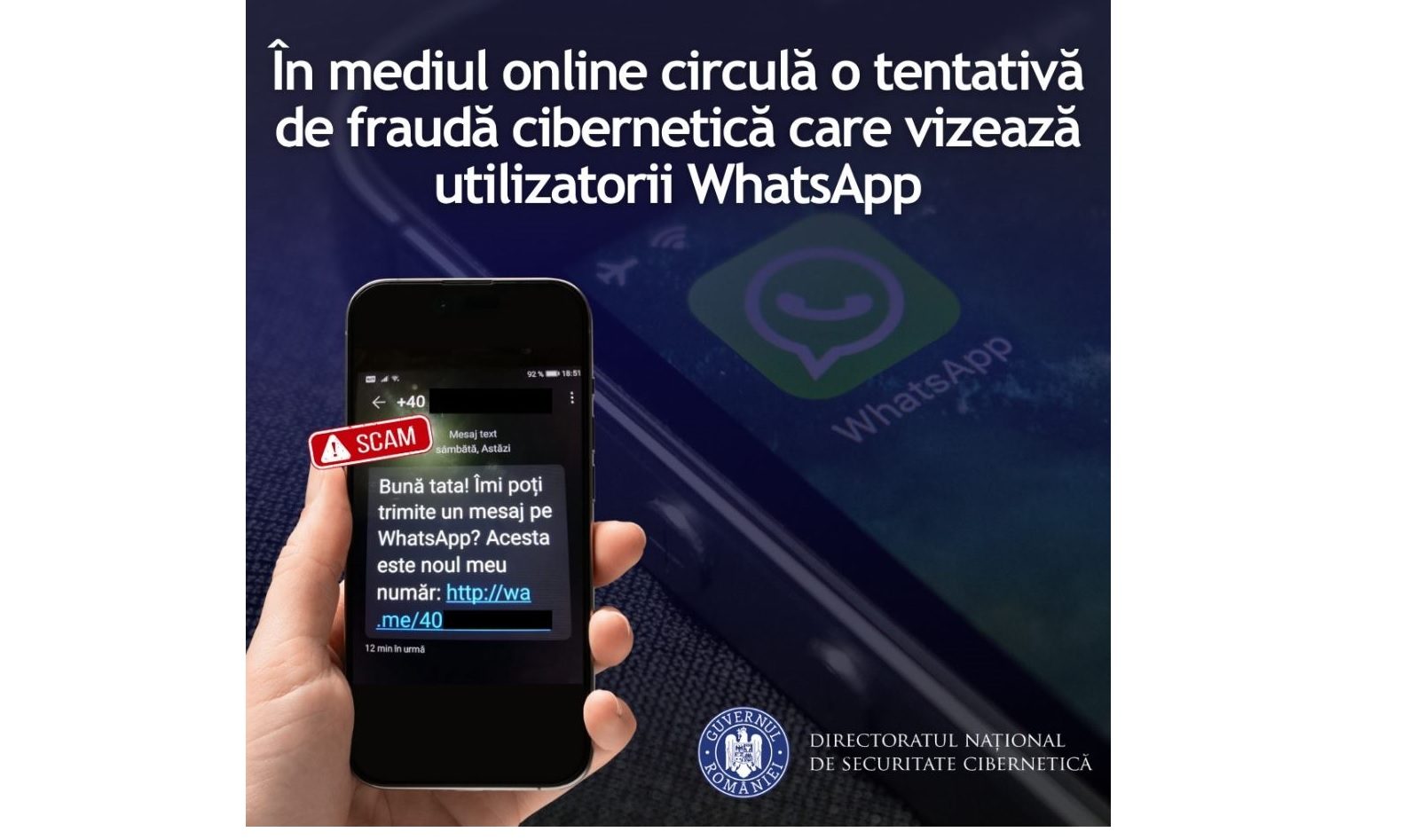 Atenție la o nouă fraudă pe WhatsApp: avertisment de la Directoratul Național de Securitate Cibernetică