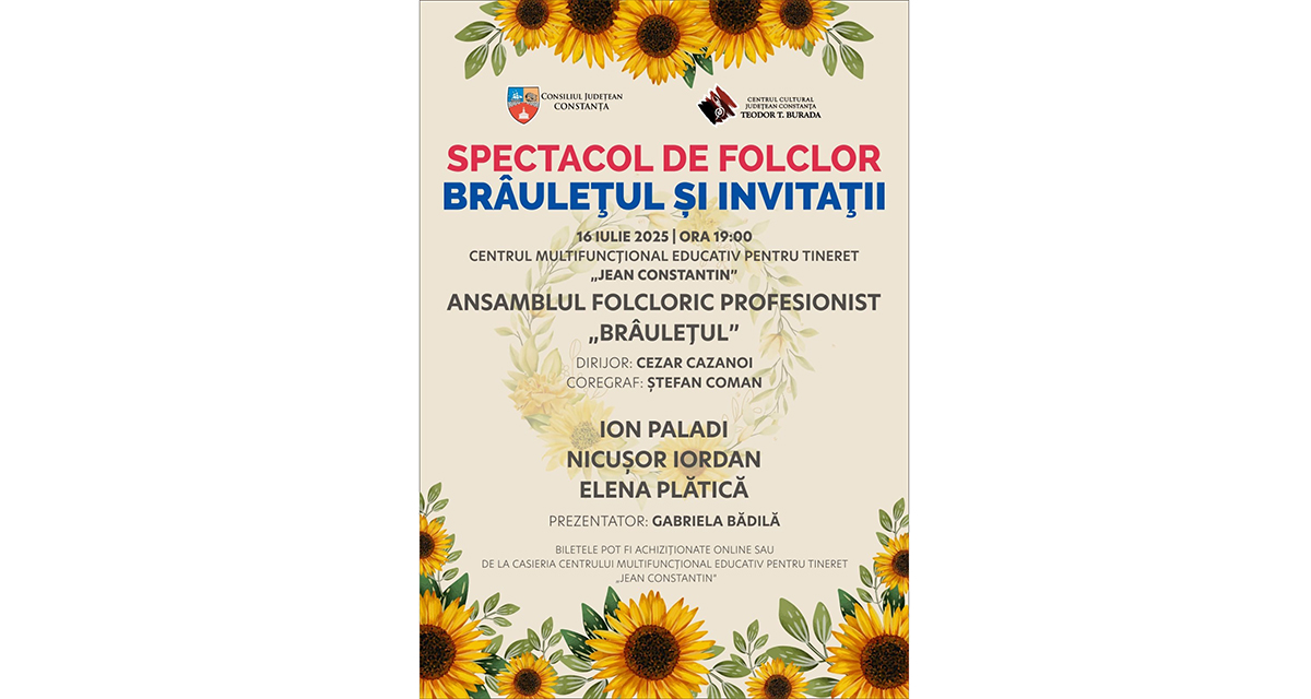 Spectacolul de folclor Brâulețul și Invitații, organizat de Centrul Cultural Județean Constanța Teodor T. Burada, o seară plină de emoție, tradiție și bucurie românească