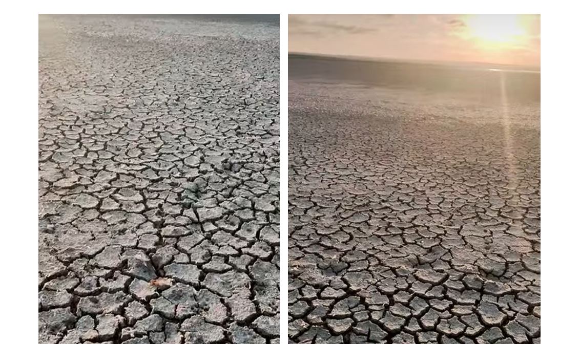 Imagini dramatice din județul Constanța. Lacul Nuntași a secat din nou: pământ crăpat și nicio urmă de apă