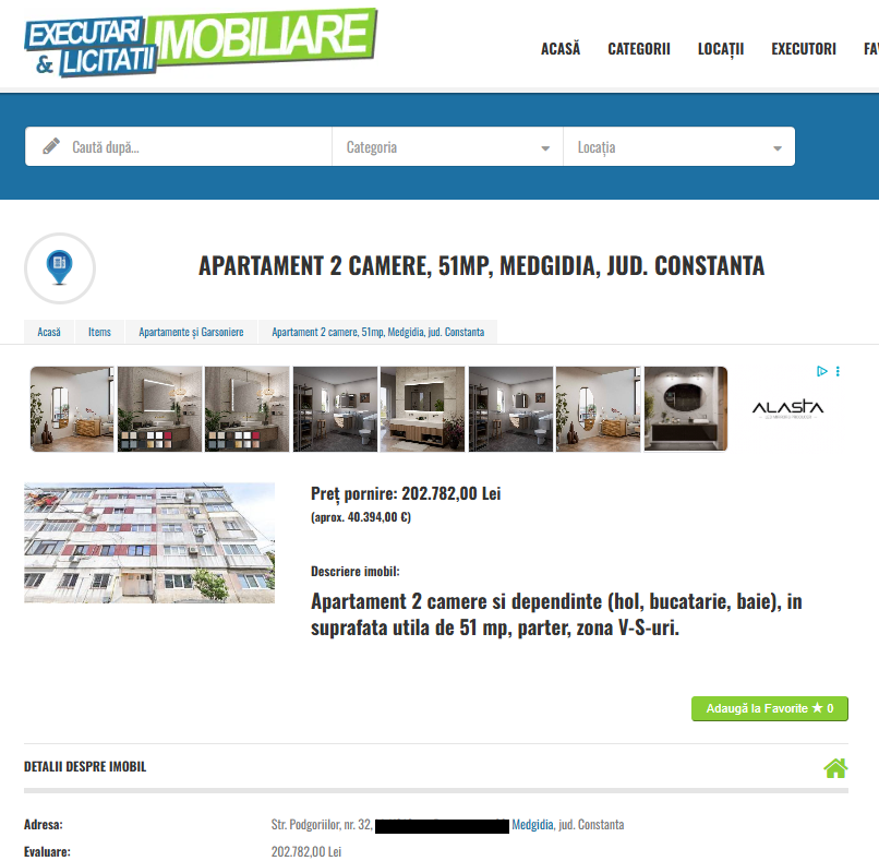 apartament licitație Medgidia