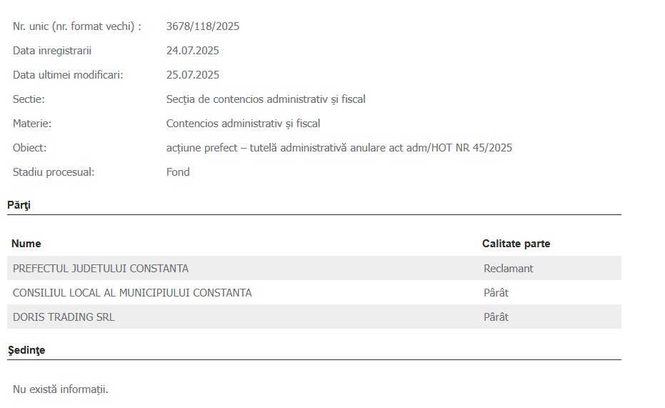 Doris Trading proces teren bulevardul Tomis