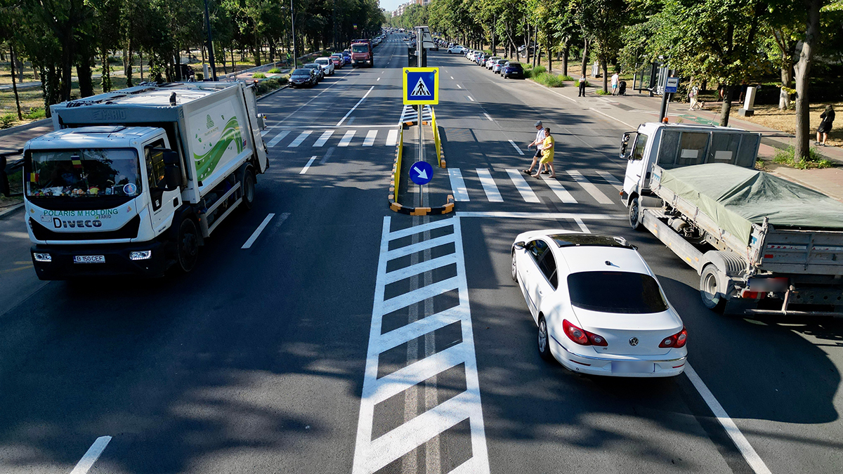 FOTO Constanța: Un nou scuar median a fost amenajat pe bulevardul Alexandru Lăpușneanu, în apropiere de intersecția cu strada Dispensarului