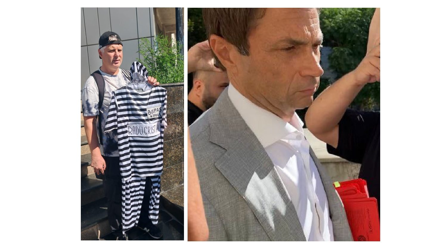 VIDEO UPDATE Primarul Mangaliei, Cristian Radu, a ajuns la Curtea de Apel Constanța unde a fost întâmpinat de protestatarul Marian Ceaușescu