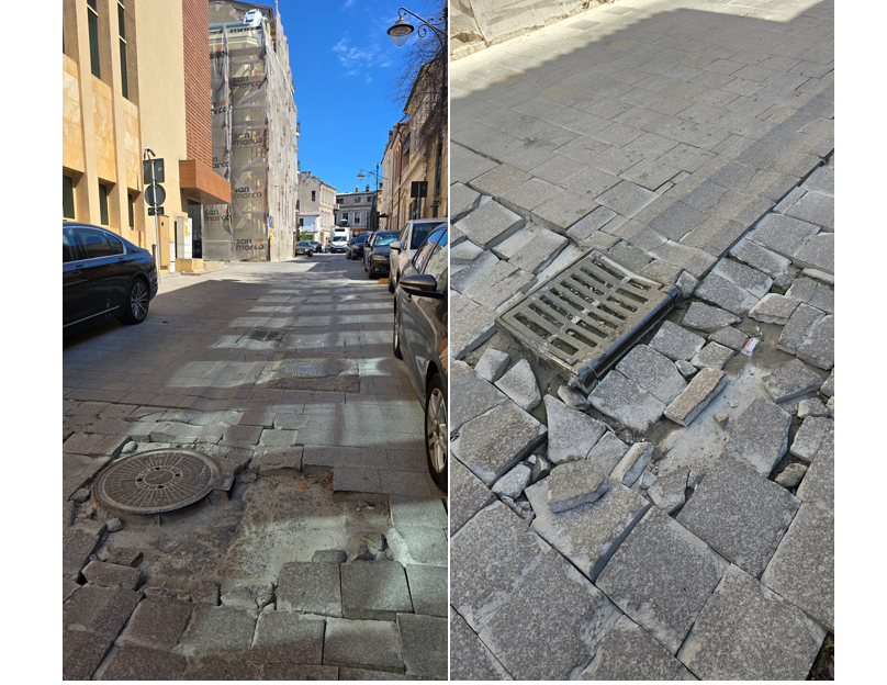 FOTO VIDEO Pavaj deteriorat în inima istorică a Constanței. Pe ce stradă se circulă ca după război. Ce spune Primăria despre această situație