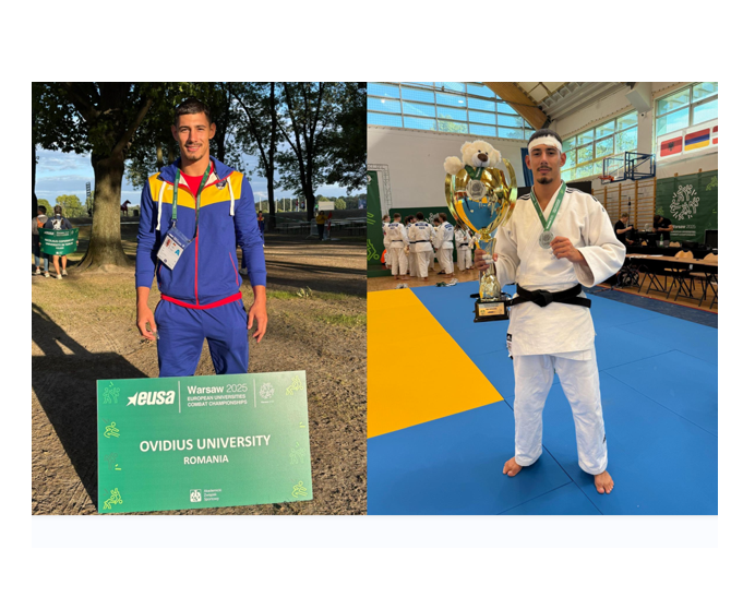 FOTO Performanță remarcabilă pentru David Fodor, student la Universitatea Ovidius: a obținut argintul pe echipe la Campionatele Europene Universitare COMBAT 2025 – Judo