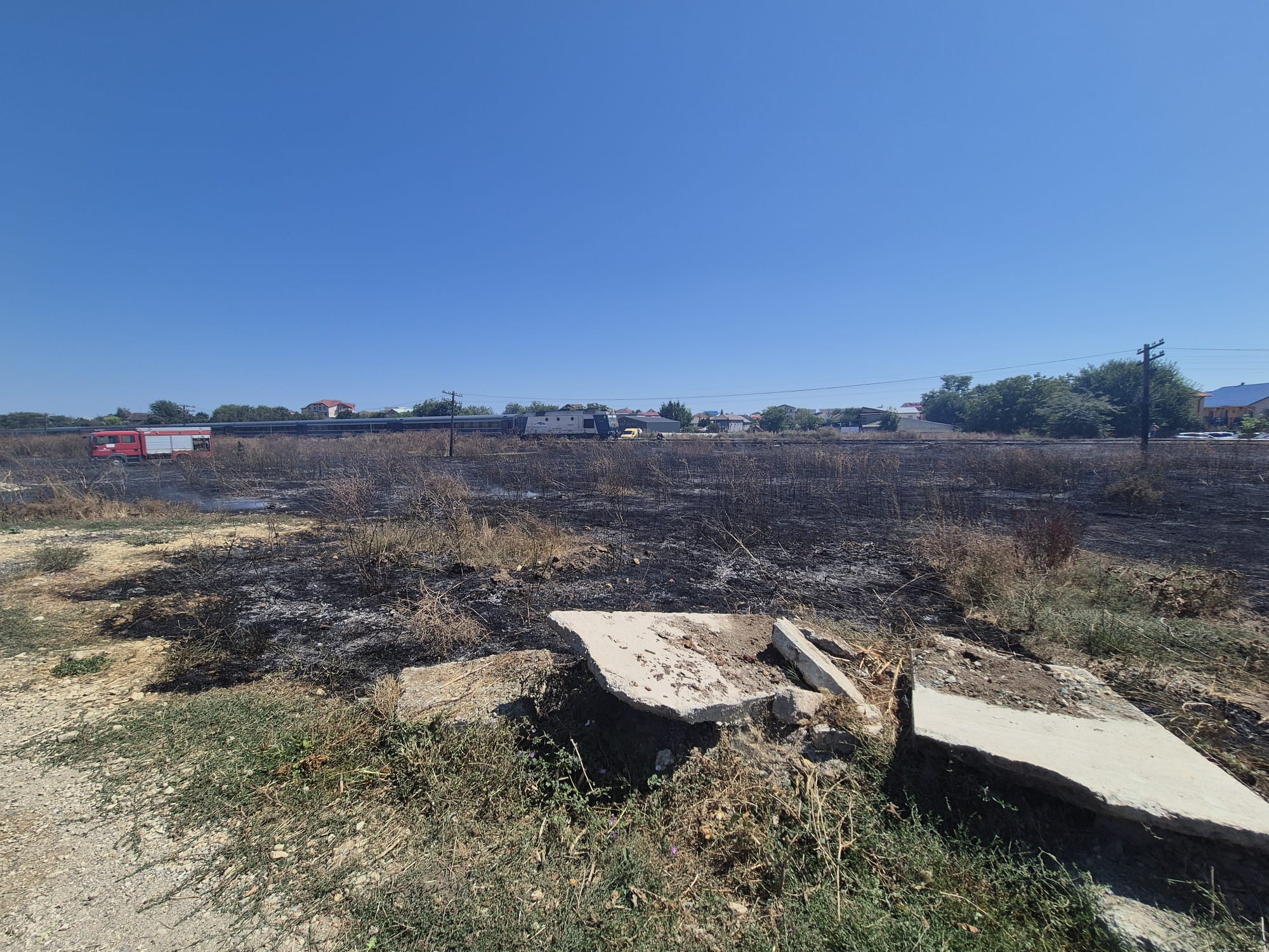 VIDEO Incendiu în Costinești, stins cu sprijinul jandarmilor și al polițiștilor