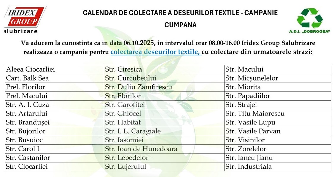 O nouă campanie pentru colectarea deșeurilor textile