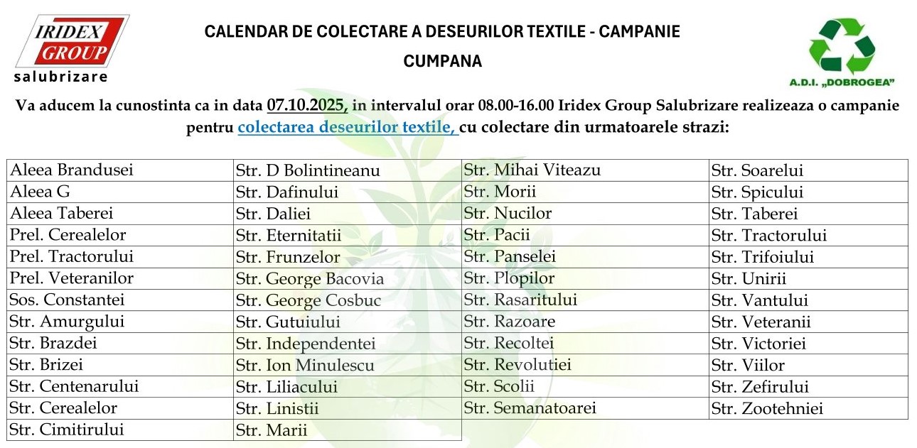 O nouă campanie pentru colectarea deșeurilor textile