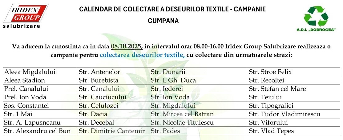 O nouă campanie pentru colectarea deșeurilor textile