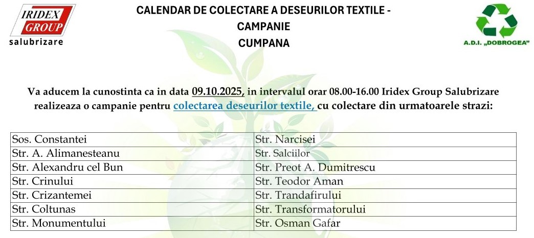 O nouă campanie pentru colectarea deșeurilor textile